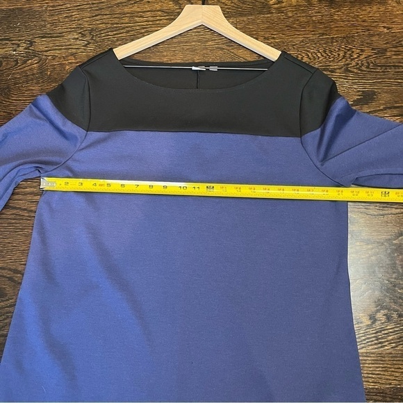 Women’s | GAP Blue Black Colorblock Ponte 3/4 Sleeve Round Neck Shift Dress | XL - Picture 9 of 10